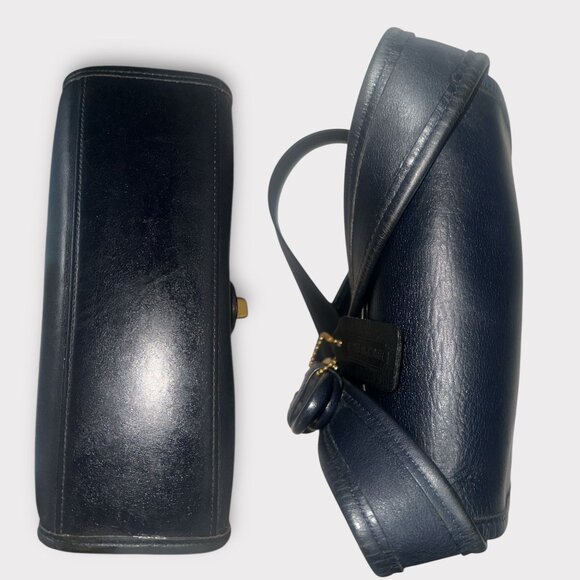 VTG Coach Shelburne Flap 9038 Navy Leather Brass Turn Lock Crossbody Bag 90s USA - Picture 7 of 12